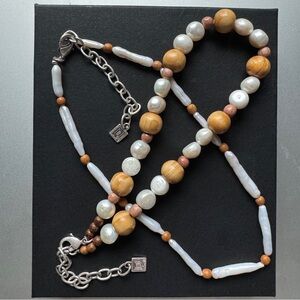 DANNIJO Aqua 2-Piece Wood & Pearl Necklace Set